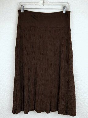 INC Vintage Brown Tiered Maxi Skirt Boho Flowy Rayon Size M